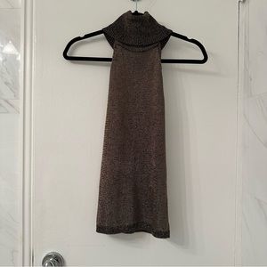 Guess gold metallic turtleneck tank top